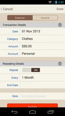 Spending Tracker android App screenshot 3